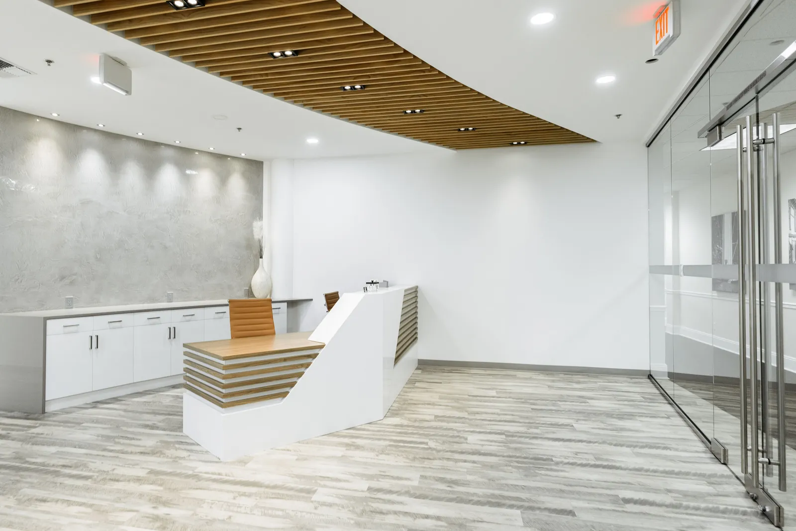 The reception desk and light-filled entrance